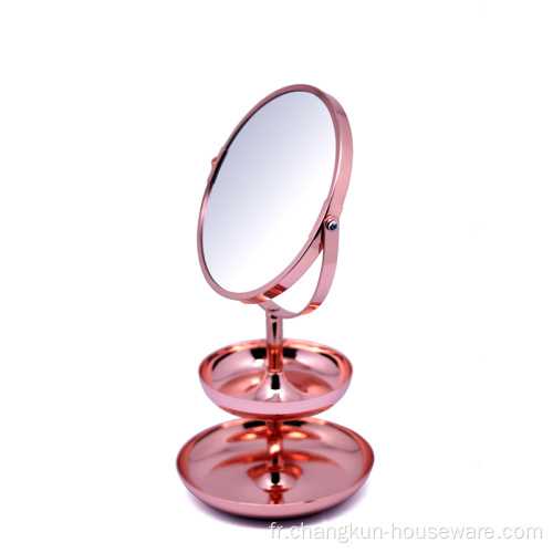 Miroir de bureau personnalisé grossissant rond double face couleur